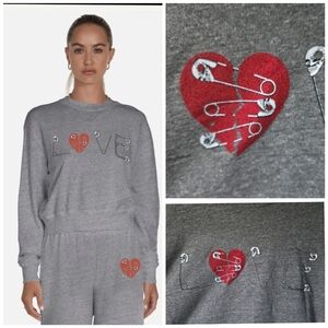Lauren Moshi Spalding Safety Pin Heart sweatshirt